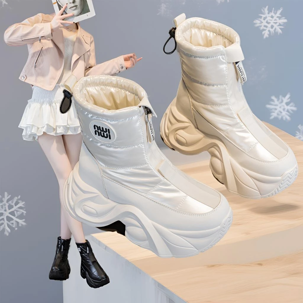 内增高9cm隐形厚底雪地靴女防水小个子保暖短筒棉靴2025冬季爆款