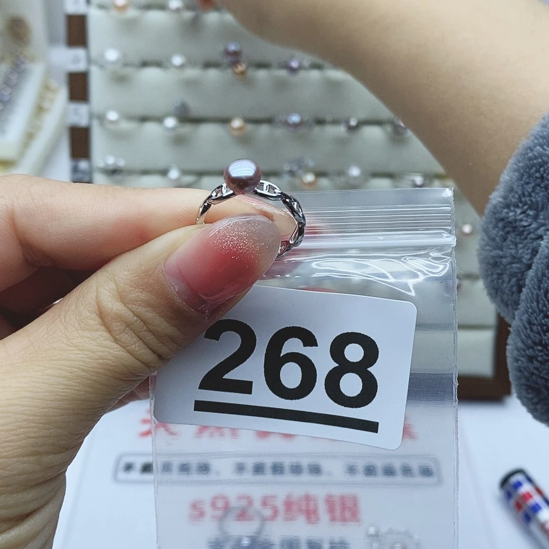 淡水珍珠戒指银S925镶嵌梦****落268