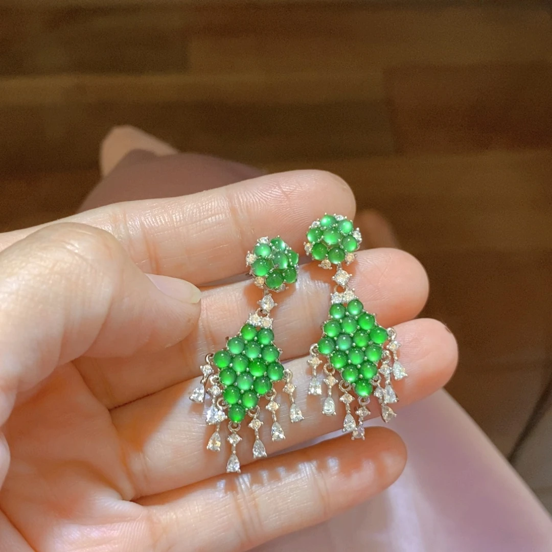 翡翠银S925镶嵌吊坠(不含链)天然资源