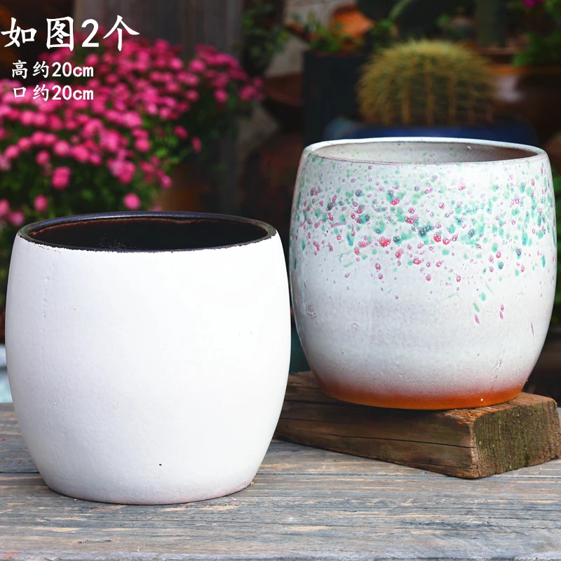 多肉花盆陶瓷家用大口径包邮轻奢三角梅专用盆透气紫砂