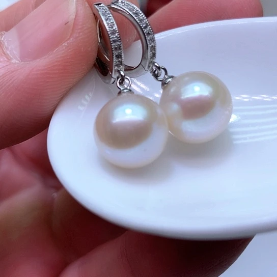 淡水珍珠耳饰银S925镶嵌