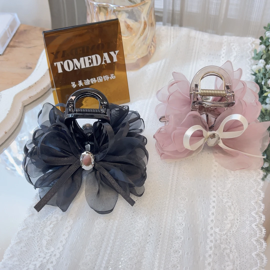 W746韩系氛围精致质感轻奢简约欧根纱抓夹