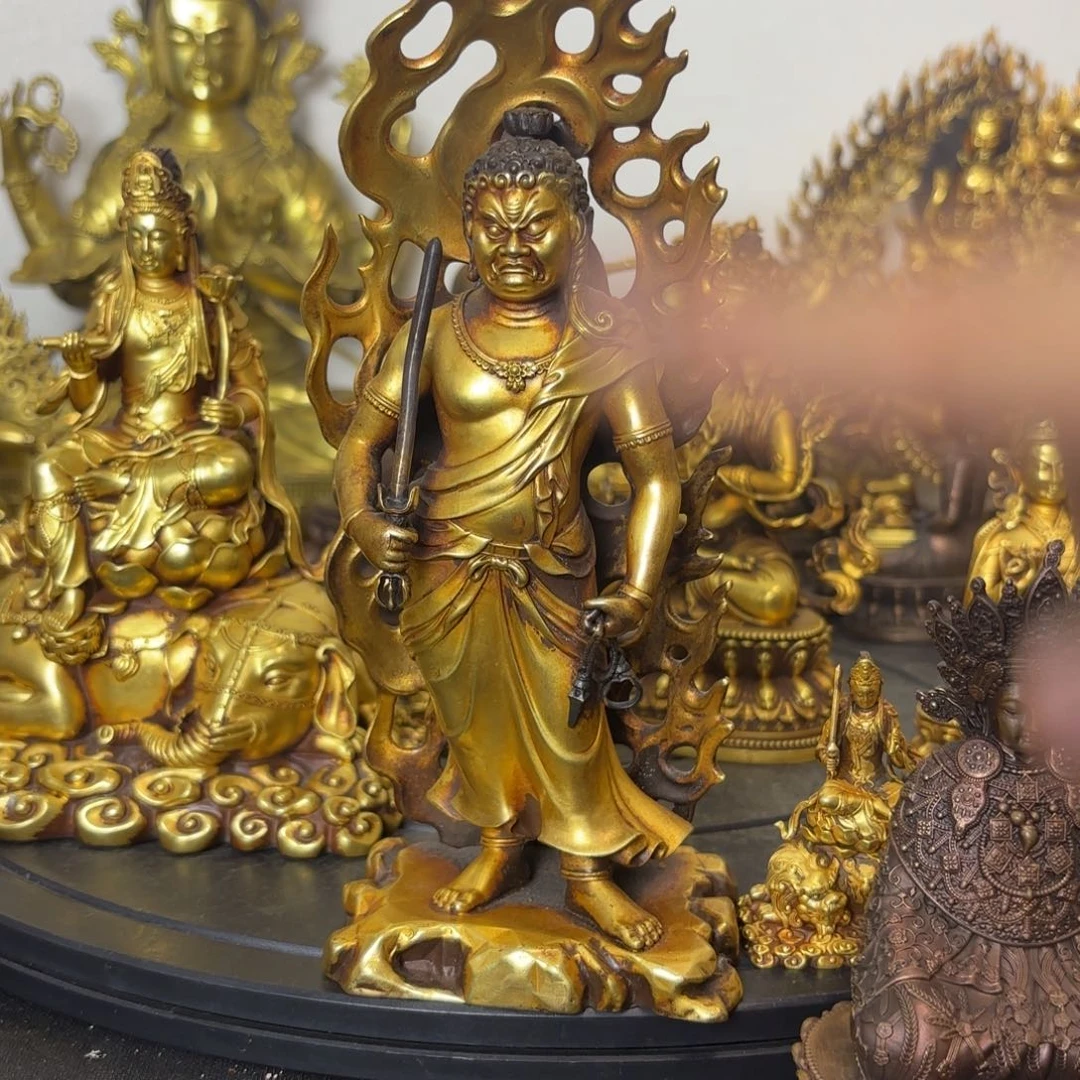 小***候不动明王鎏金摆件