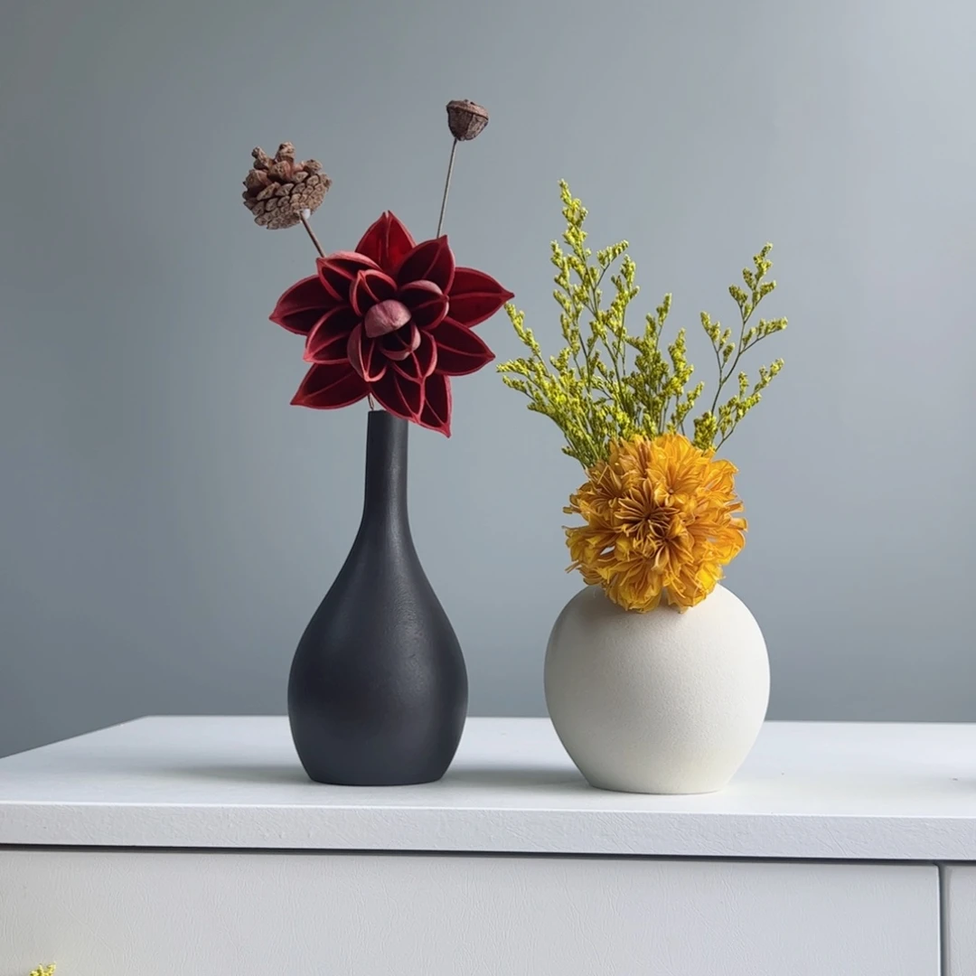 摆件陶瓷小花瓶摆件含花总高约20-30cm