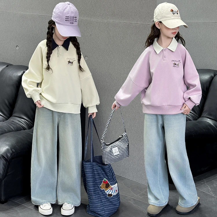 女童卫衣春秋2025新款儿童洋气上衣春装衣服女孩大童时髦穿搭套装
