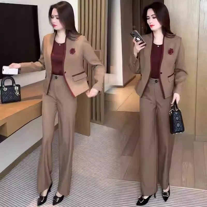 时尚高级感西装显瘦休闲套装女2025春秋洋气质减龄西服三件套1563