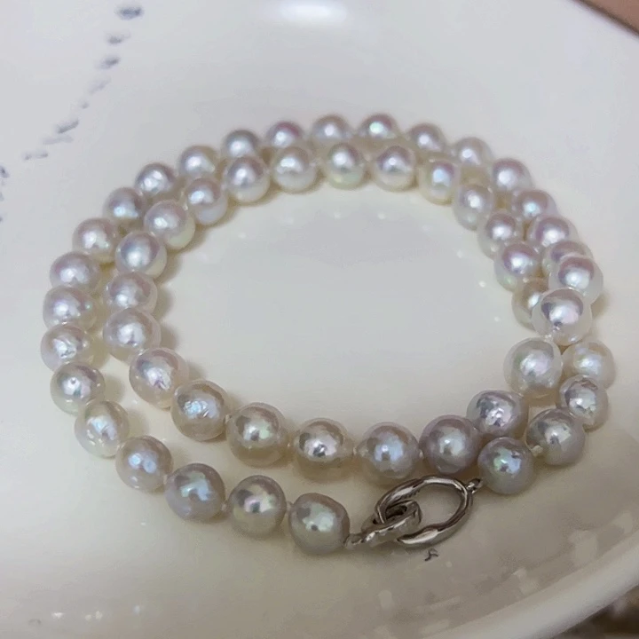 项链银S925镶嵌淡水珍珠