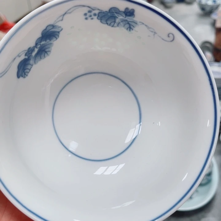 青花玲珑6寸面碗葡萄