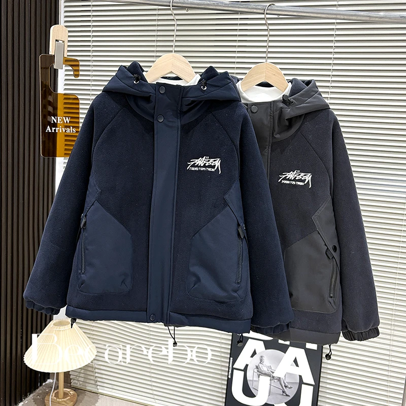 【夹棉加厚】青少年童装男童冬装外套中大童冬季男孩秋冬款保暖衣服