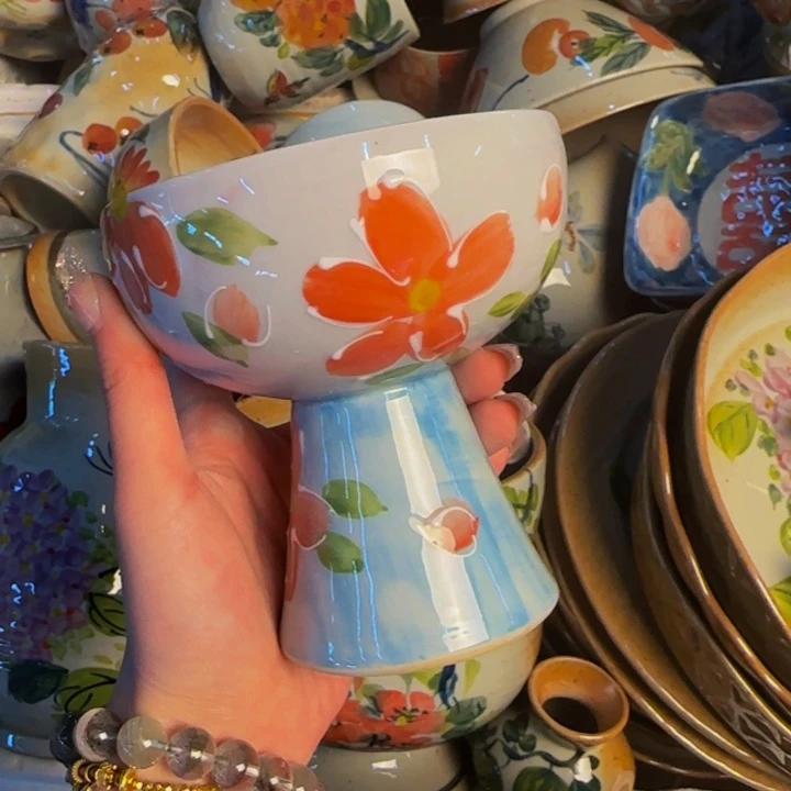 瓷片景德镇陶瓷手工手绘高温釉下瓷