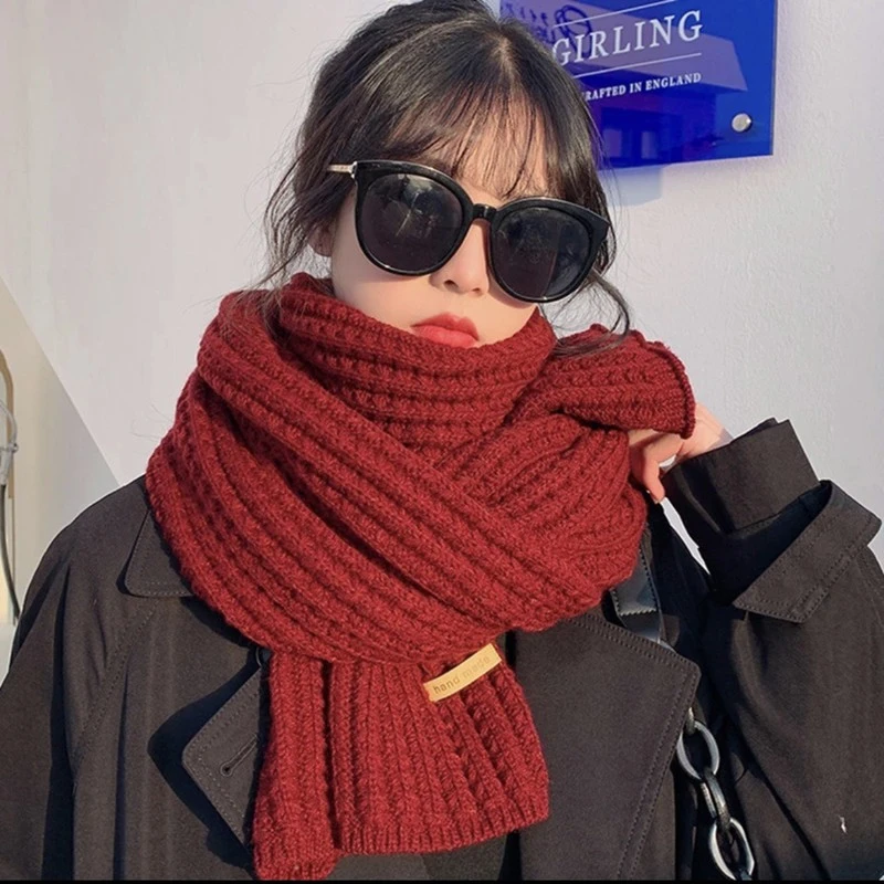 秋时尚百搭高级感学生围脖披肩保暖情侣色韩版纯色针织厚围巾