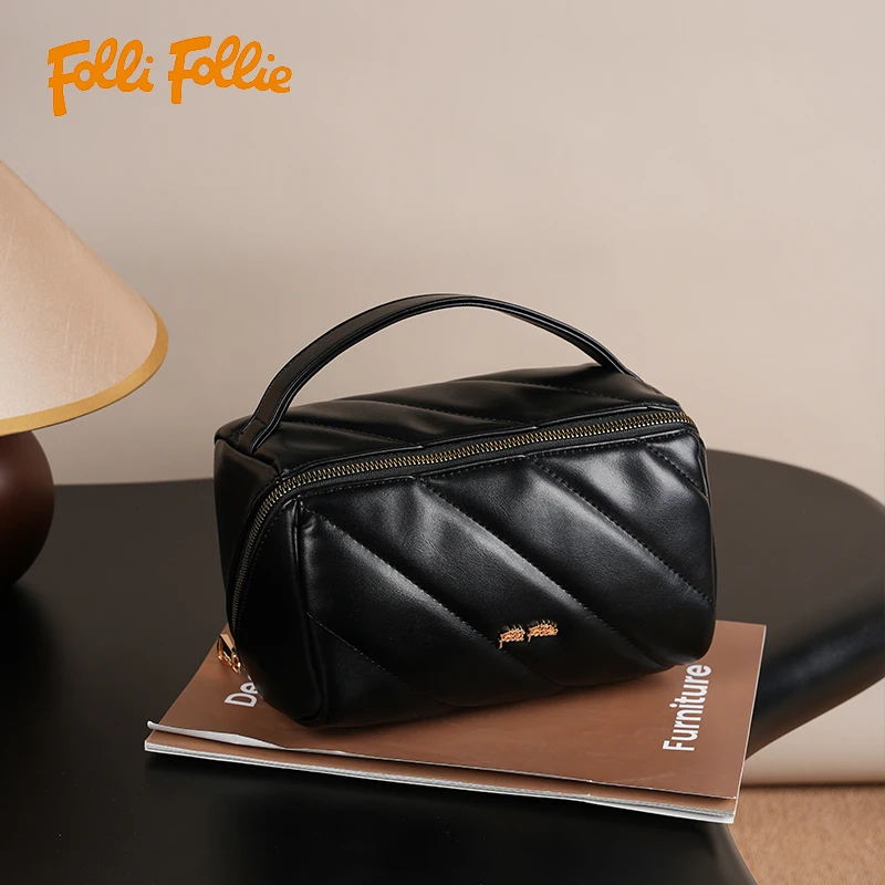 follifollie风琴枕头化妆包便携百搭女士休闲包