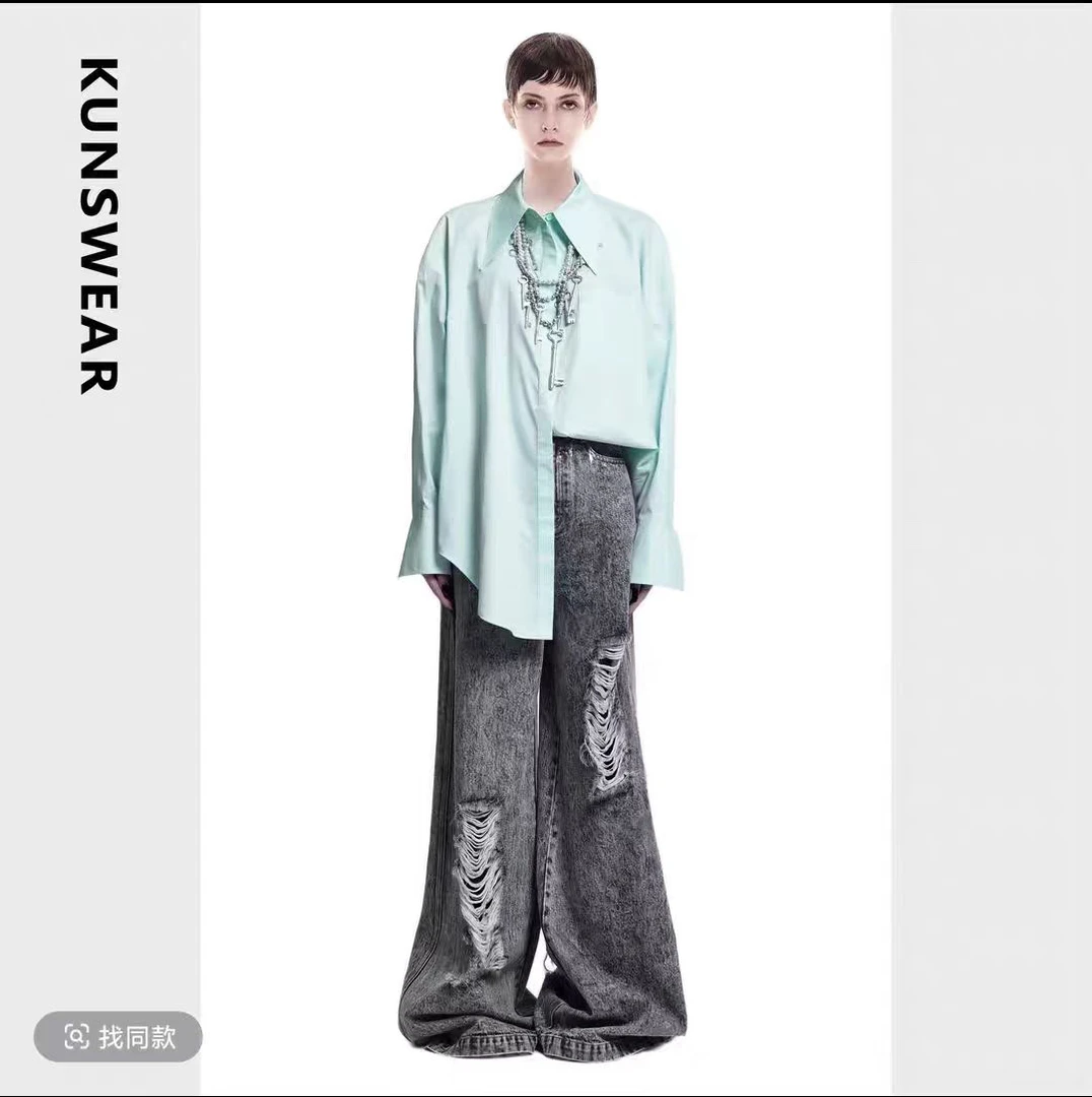 KUNSWEAR/琨丝薇尔25SP 极简风宽松纯色衬衫女断码ML832004010