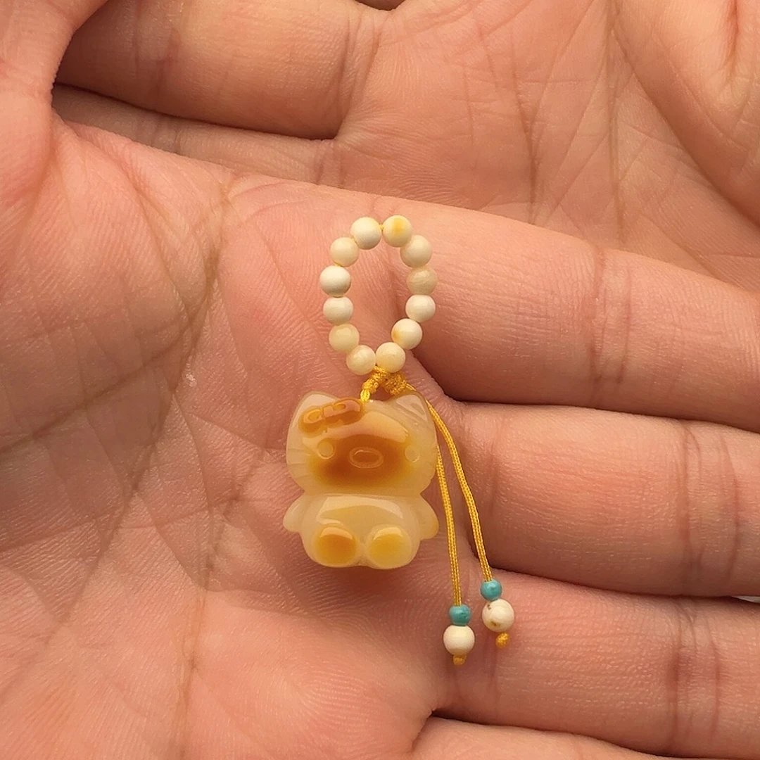 蜜蜡未镶嵌颈饰Kt猫提溜吊坠