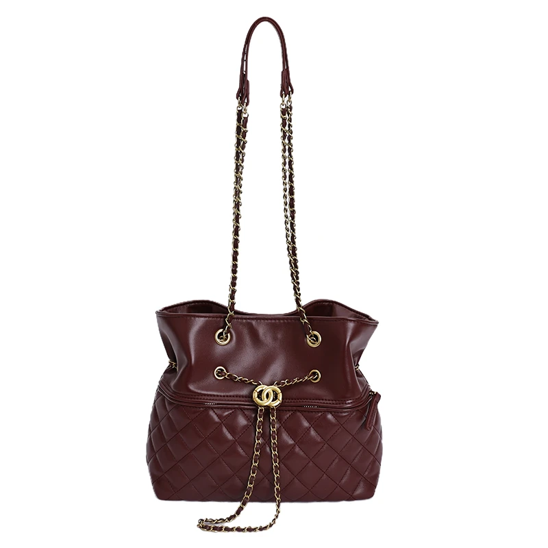 2025秋季新款菱格绣线单肩斜挎包福袋包8156