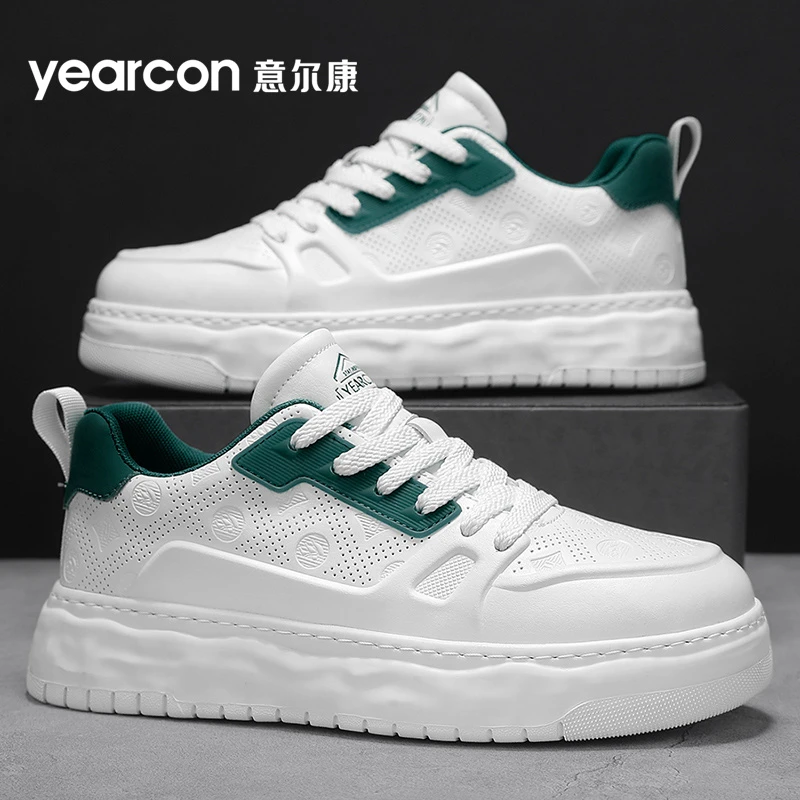 YEARCON/意尔康男士秋季休闲鞋2025爆款欧若风拼色小白鞋透气板鞋