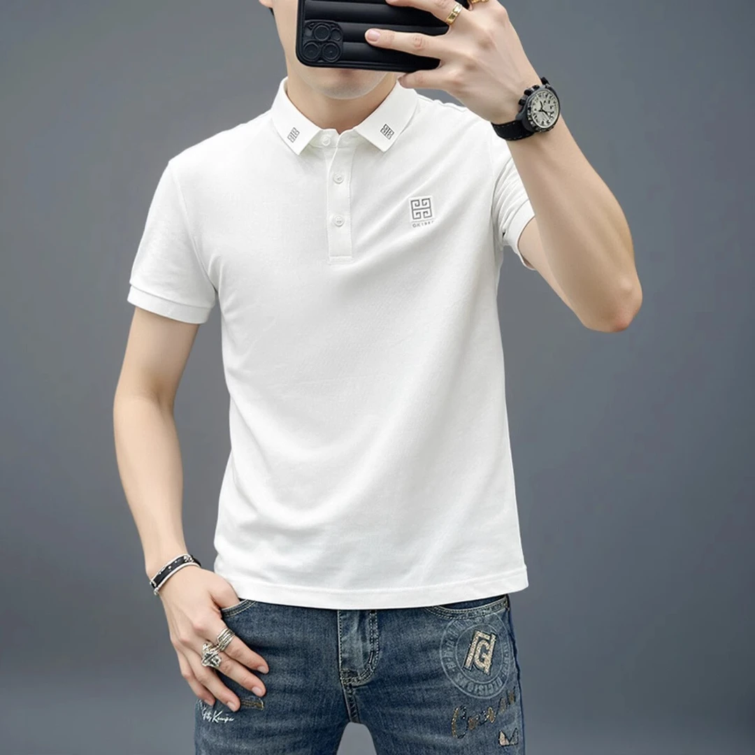 Cebrodz欧洲站男短袖POLO衫夏季新款潮牌大牌翻领T恤男装纯色体恤