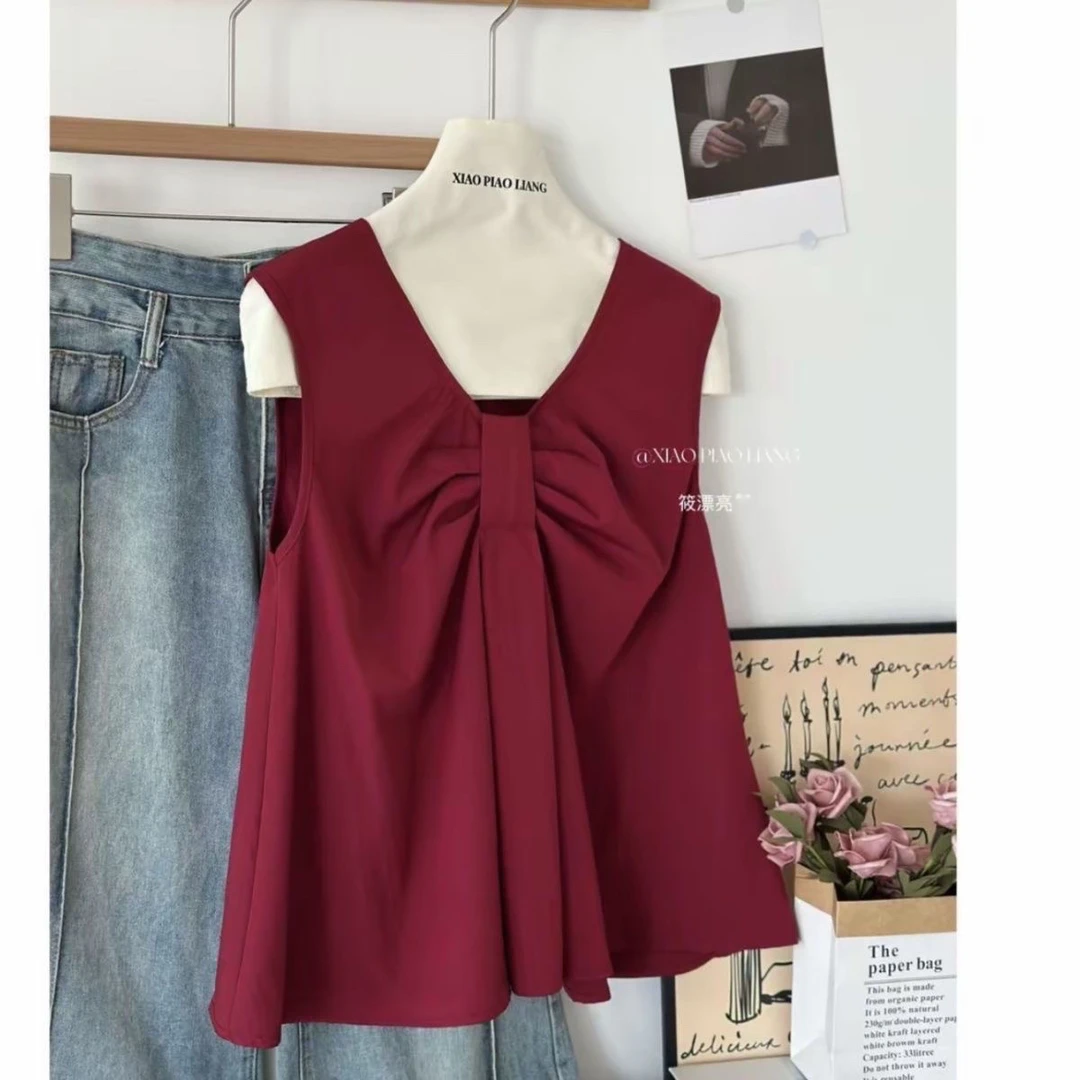 气质时尚设计感无袖衬衫通勤简约显瘦上衣夏新款宽松洋气百搭背心