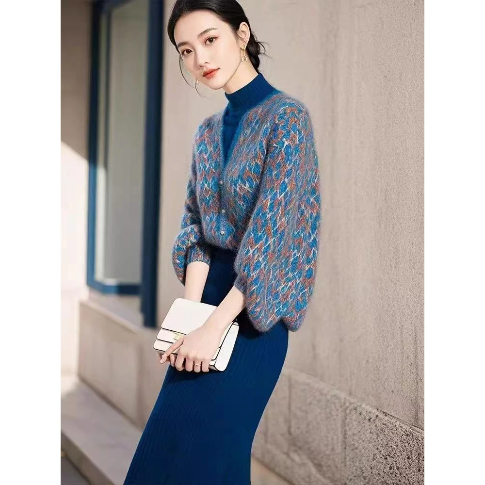 小香风V领复古针织开衫女2024秋冬新款气质高级软糯外套