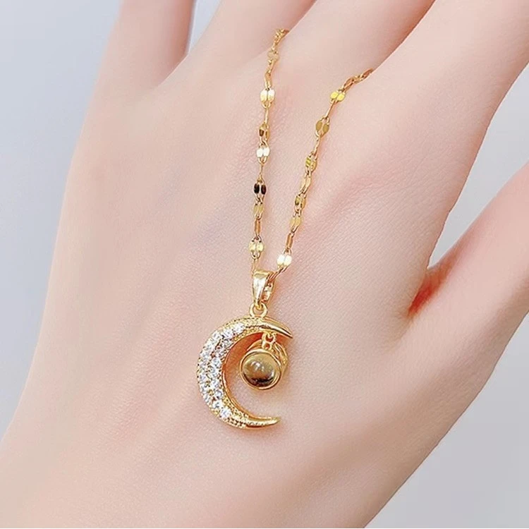 铜合金项链 铜合金项链 日月星辰项链女潮轻奢小众高级感锁骨链