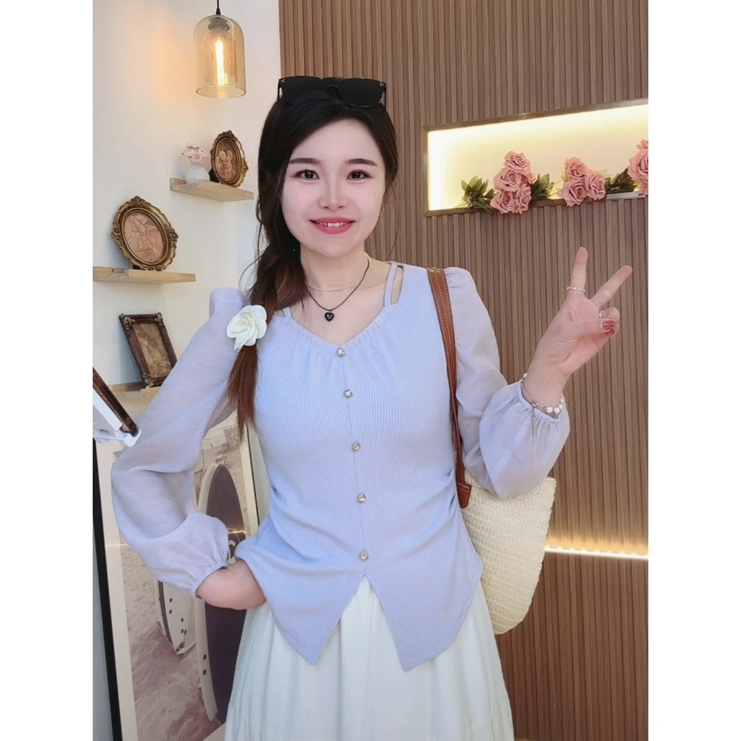 【仅上衣】花老爷微胖夏季新款镂空时尚收腰上衣HLY3302