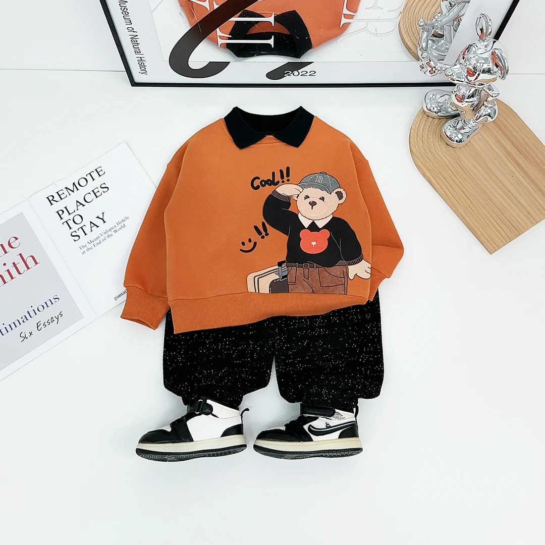 儿童卫衣加绒加厚长袖2025秋冬季男童洋气潮 YC35566悠悠童话童装