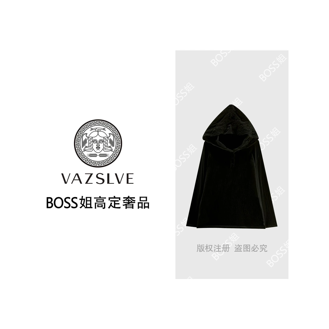 【VAZSLVE/原创设计】蕾丝连帽款显瘦纯色打底T恤帽衫M1257