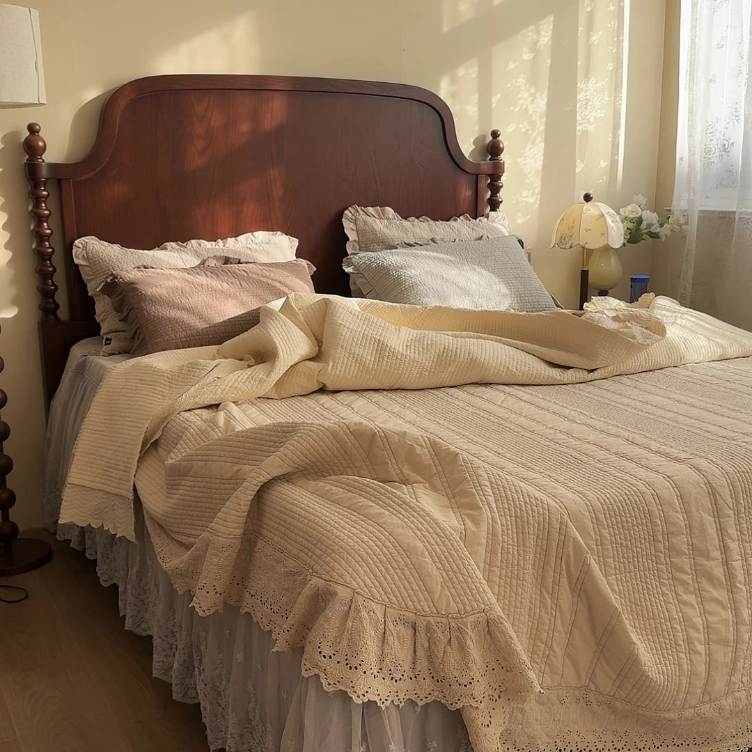 棉伊莎丽奶咖色四件套标准款被套2.0米2.3