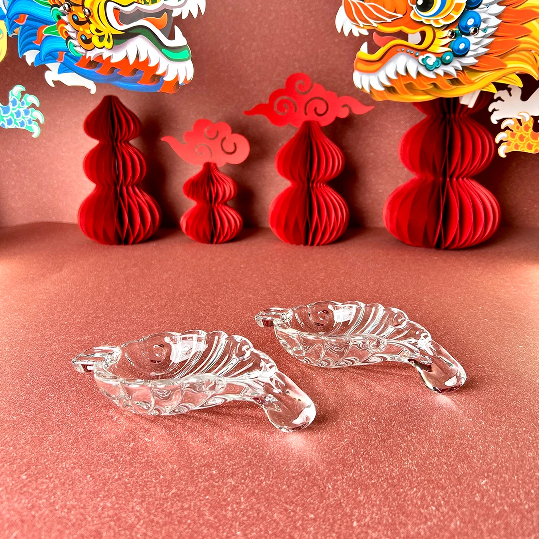 【喜气洋洋】中式创意玻璃树叶型蘸料碟透明简约家用小号婚庆小吃碟