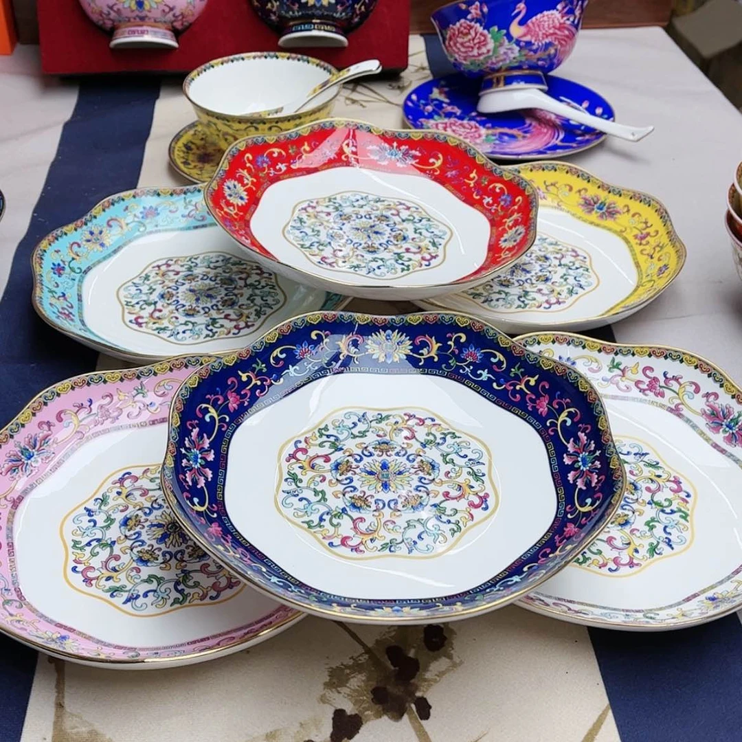 【闪购商品】珐琅8英寸6深混花口。。。。。