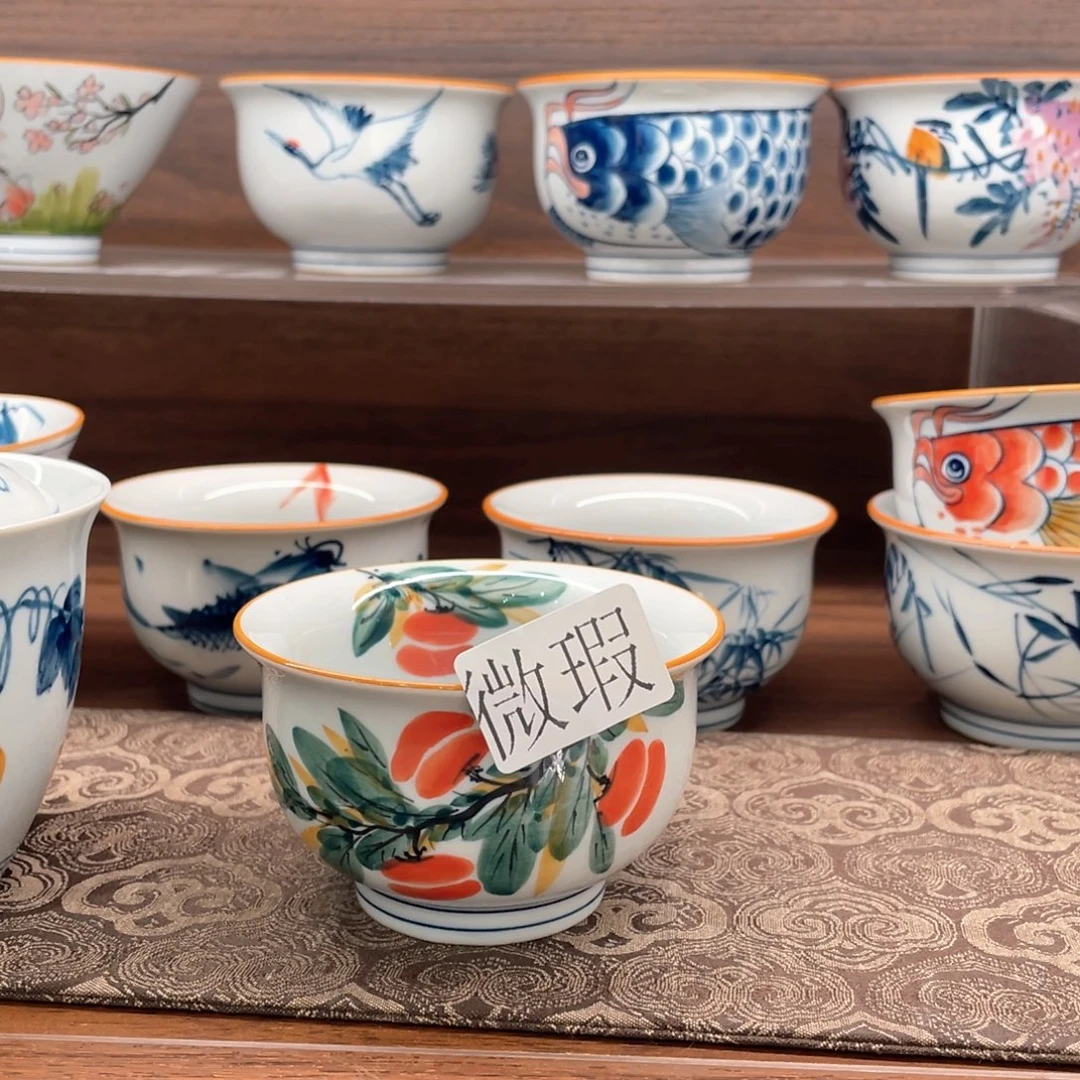 釉下手绘茶具微瑕