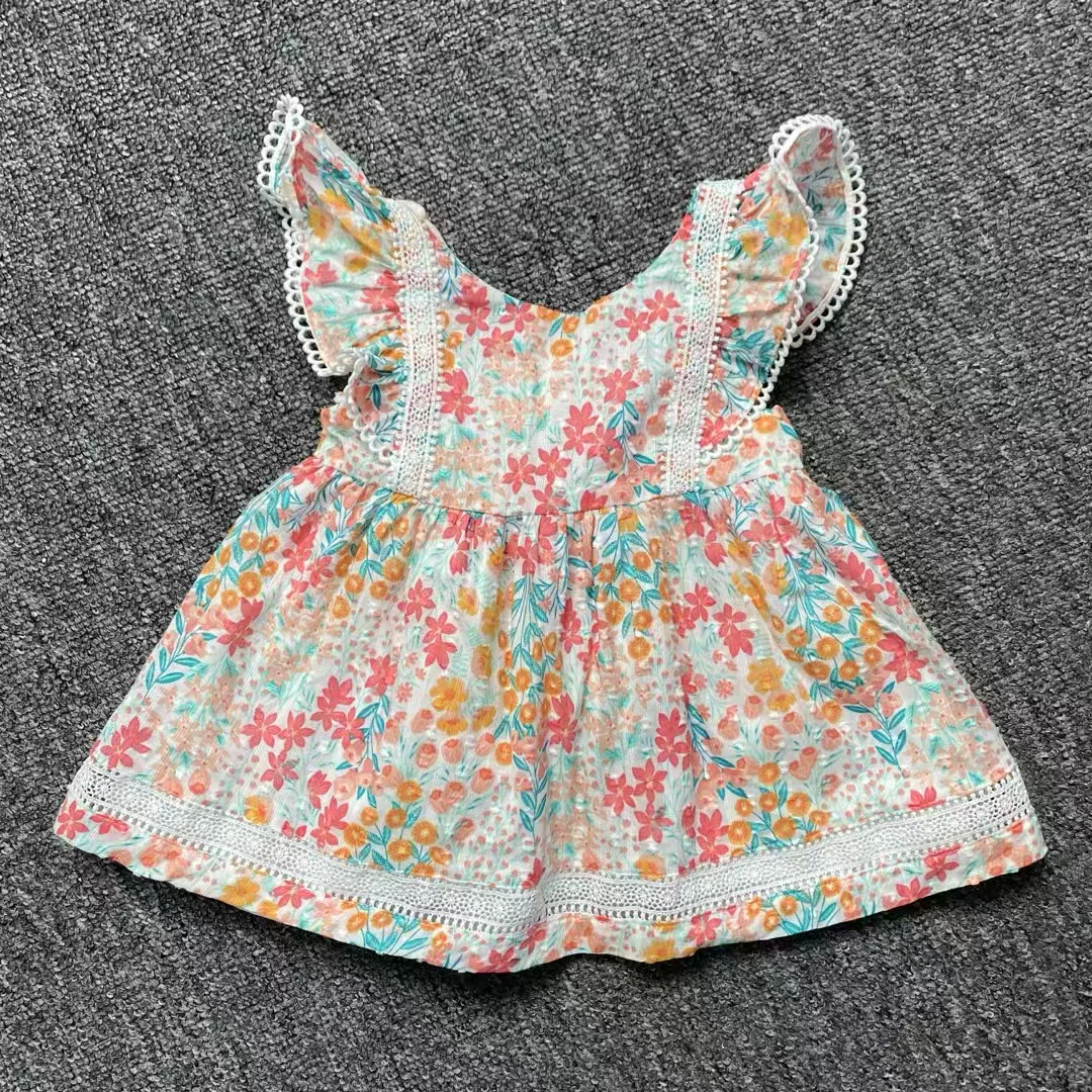 女田园风短袖公主风碎花连衣裙夏季时尚小童裙子女宝
