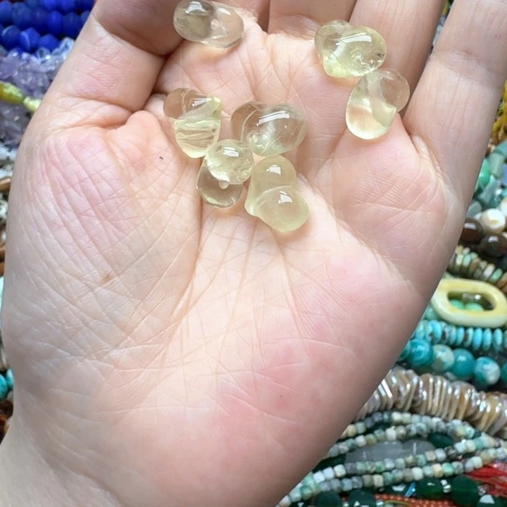 合金玛瑙/玉髓珠宝半成品一个14m柠檬黄水晶屁桃