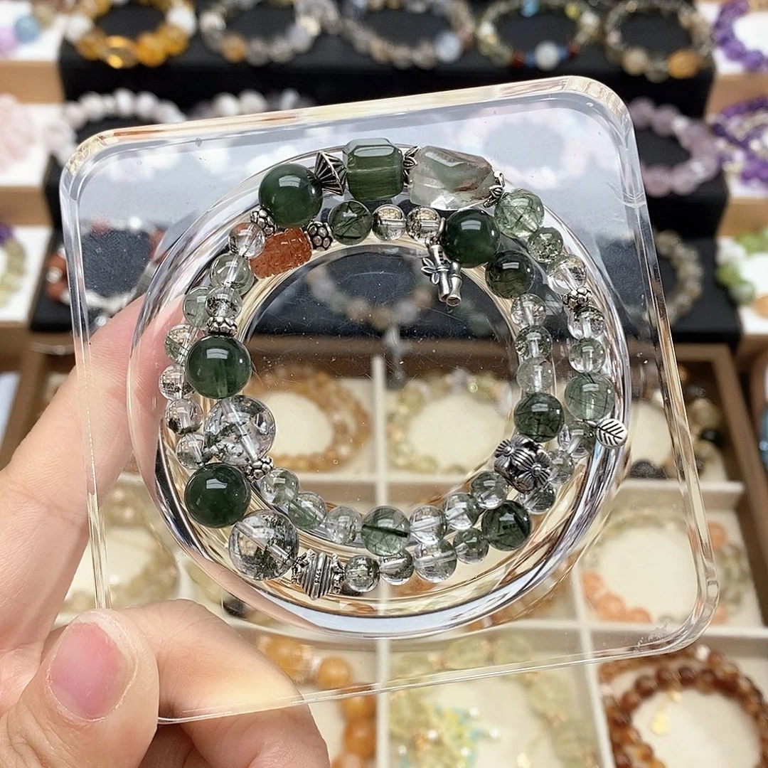 水晶手链未镶嵌咩***?绿幽灵双圈