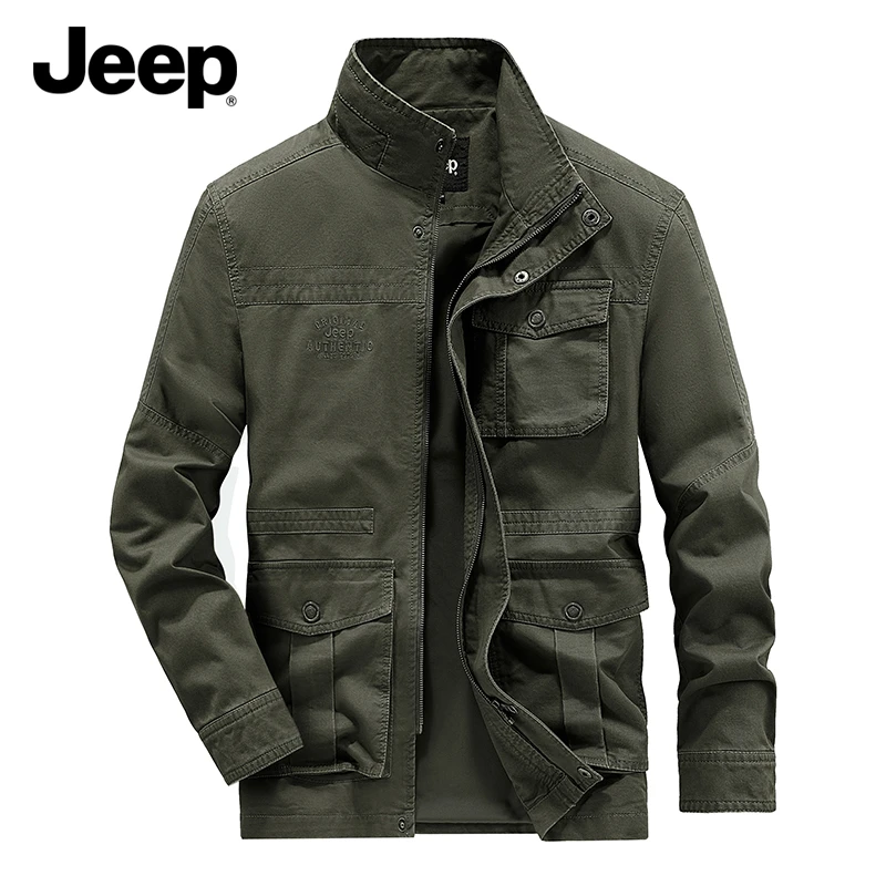 JEEP/吉普2025新款立领男士宽松防风休闲夹克保暖多口袋中长款