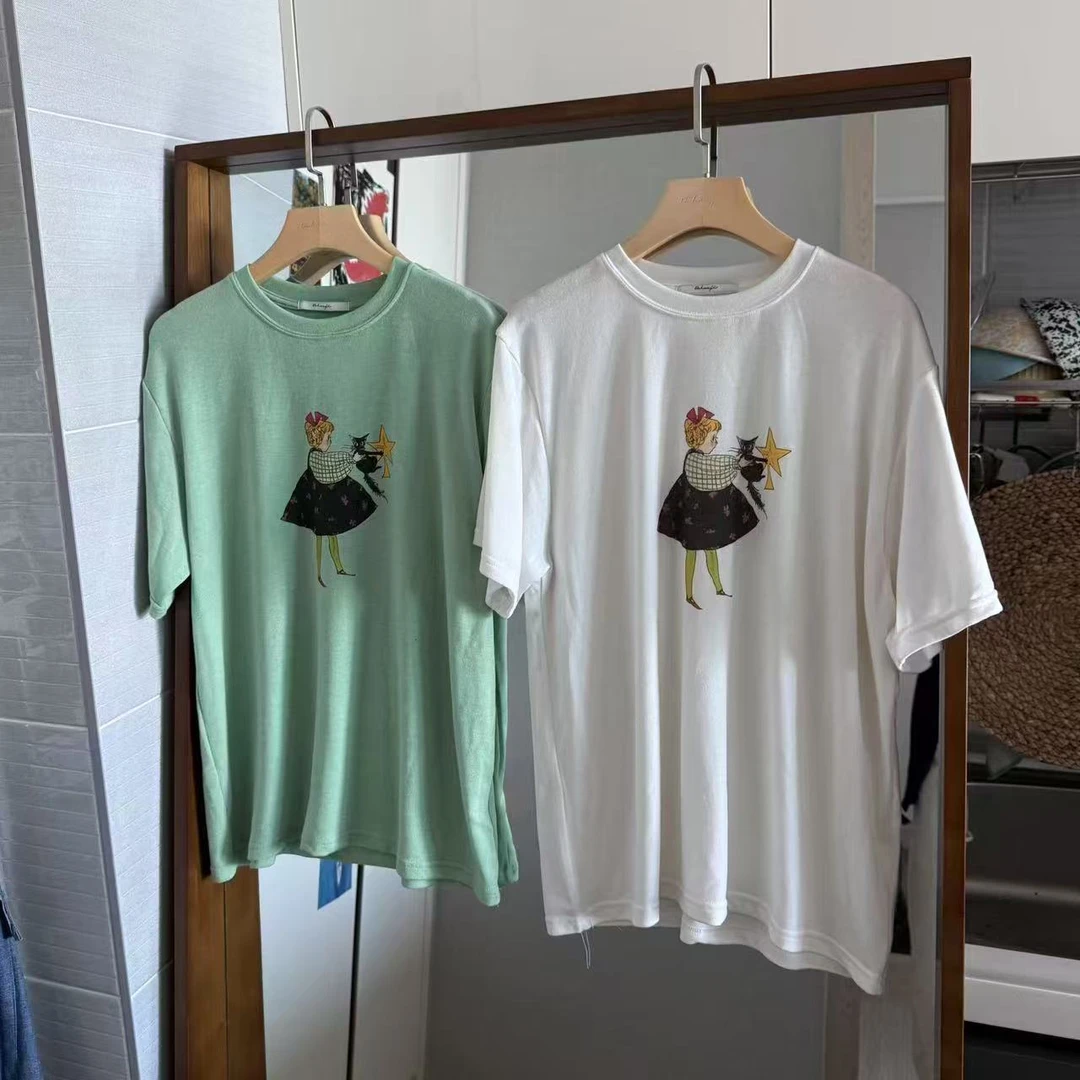 东大门D手绘女孩猫咪短袖T/NO退换