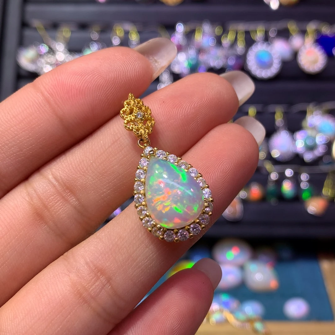 欧泊银S925镶嵌吊坠款