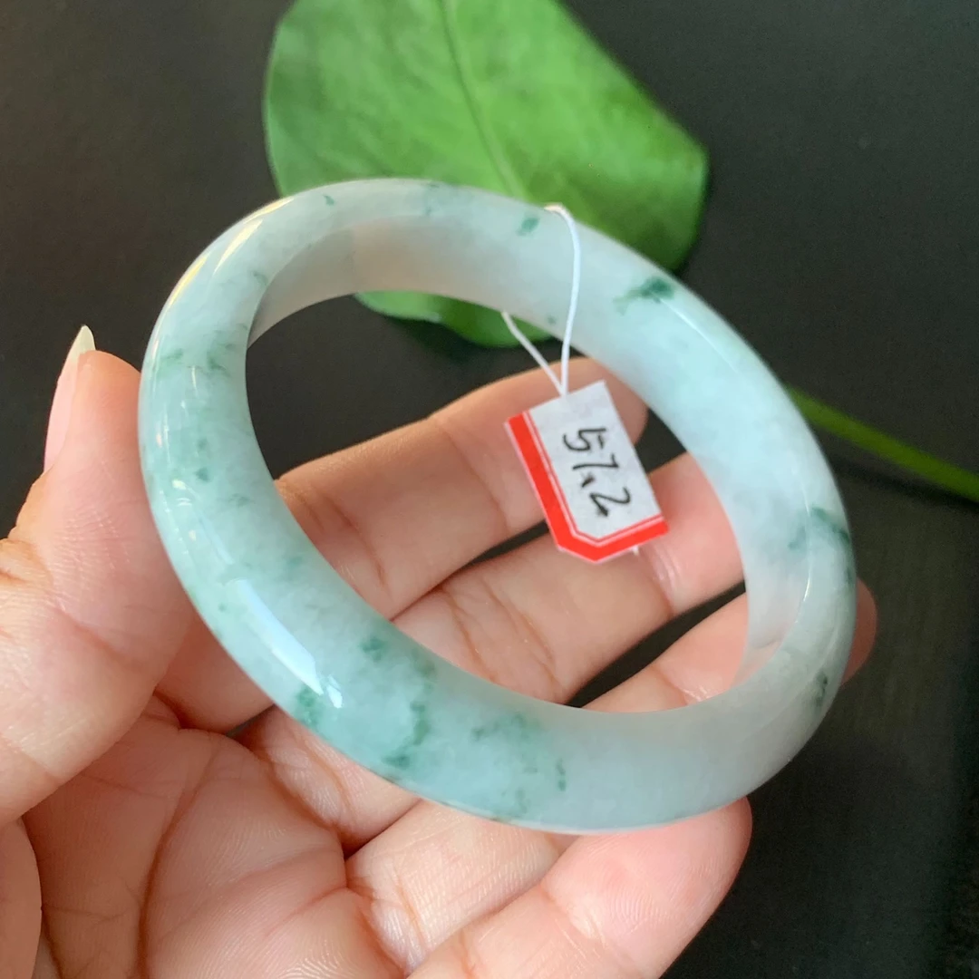 翡翠手镯57.2圈口天然缅甸翡翠A货玉手镯正圈翡翠手镯玉手镯礼物