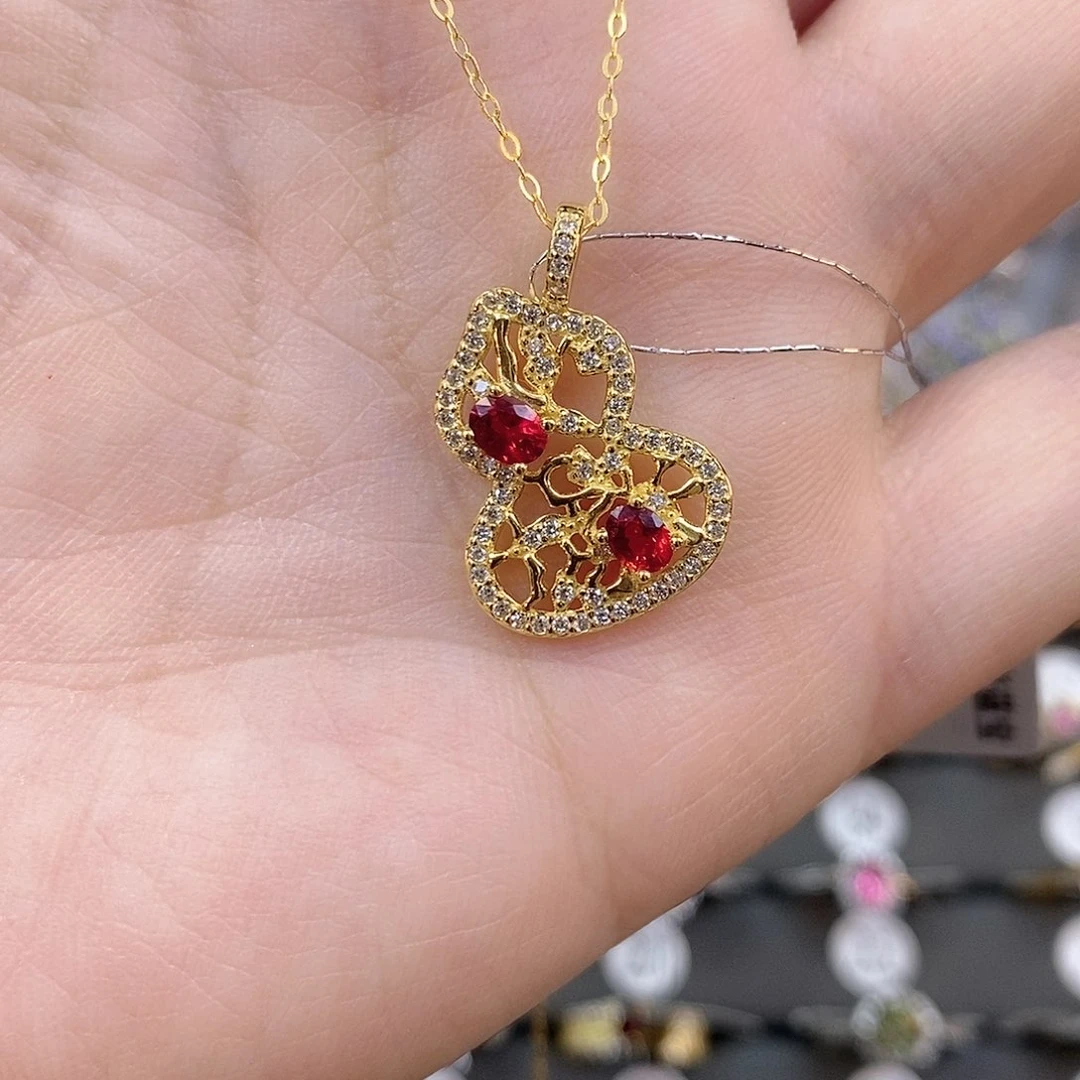 彩色蓝宝石吊坠(赠链)银S925镶嵌