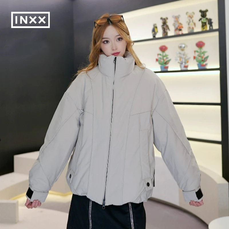 【INXX】潮牌纯色落肩款立领拼接设计感羽绒服男女同款XRF4156236