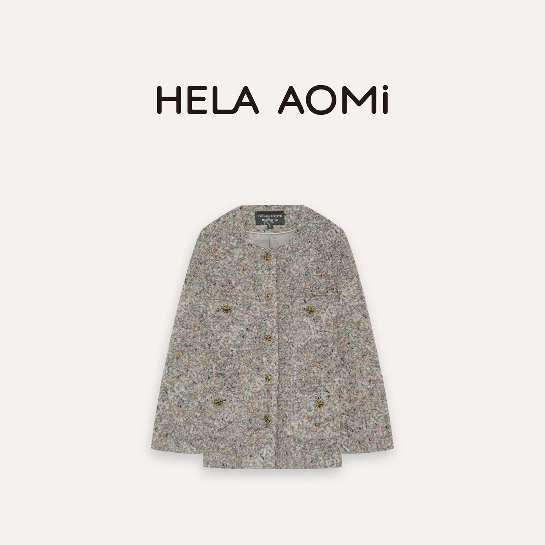 HELA AOMI “糖果彩宝”绵羊毛66%中古风绒感香风外套CY5CC03410