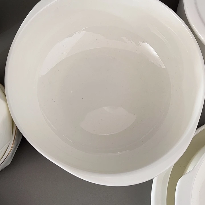 瓷片微瑕骨瓷双耳盘一个纯白