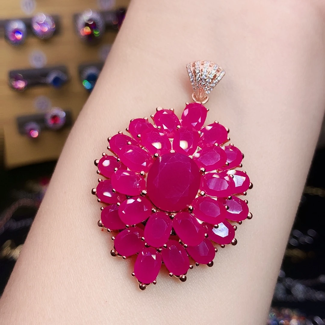 银S925镶嵌颈饰红宝石