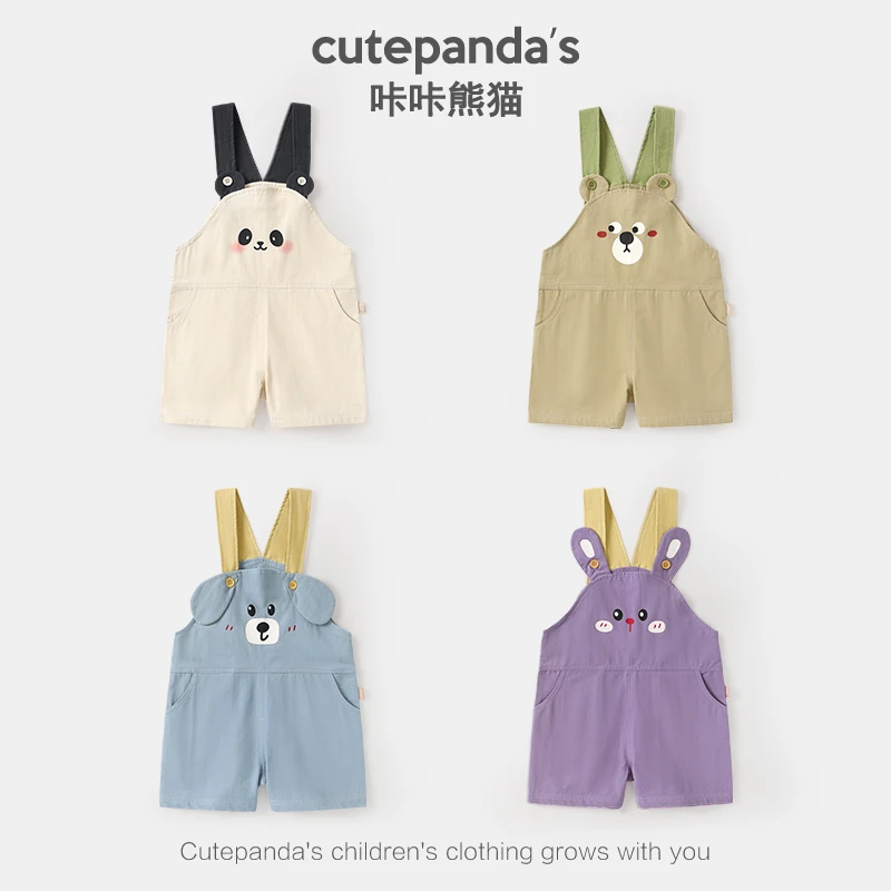 婴儿衣服休闲背带裤短裤子夏装儿童男童女宝宝小童外出裤潮Y9819