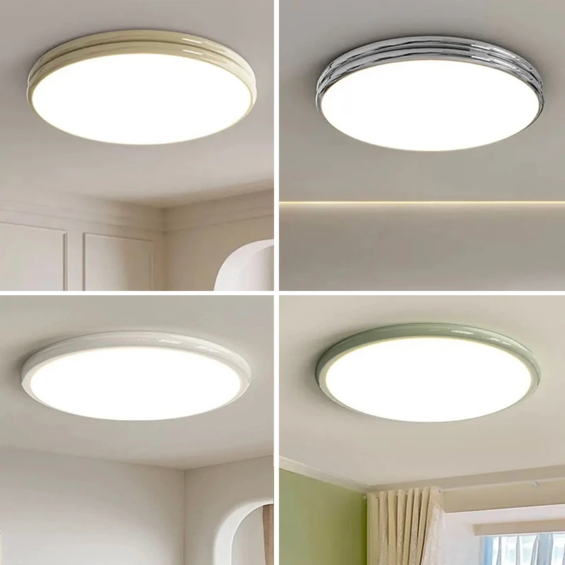 奶油风卧室吸顶灯极简超薄护眼圆形主卧室房间简约现代书房智能灯