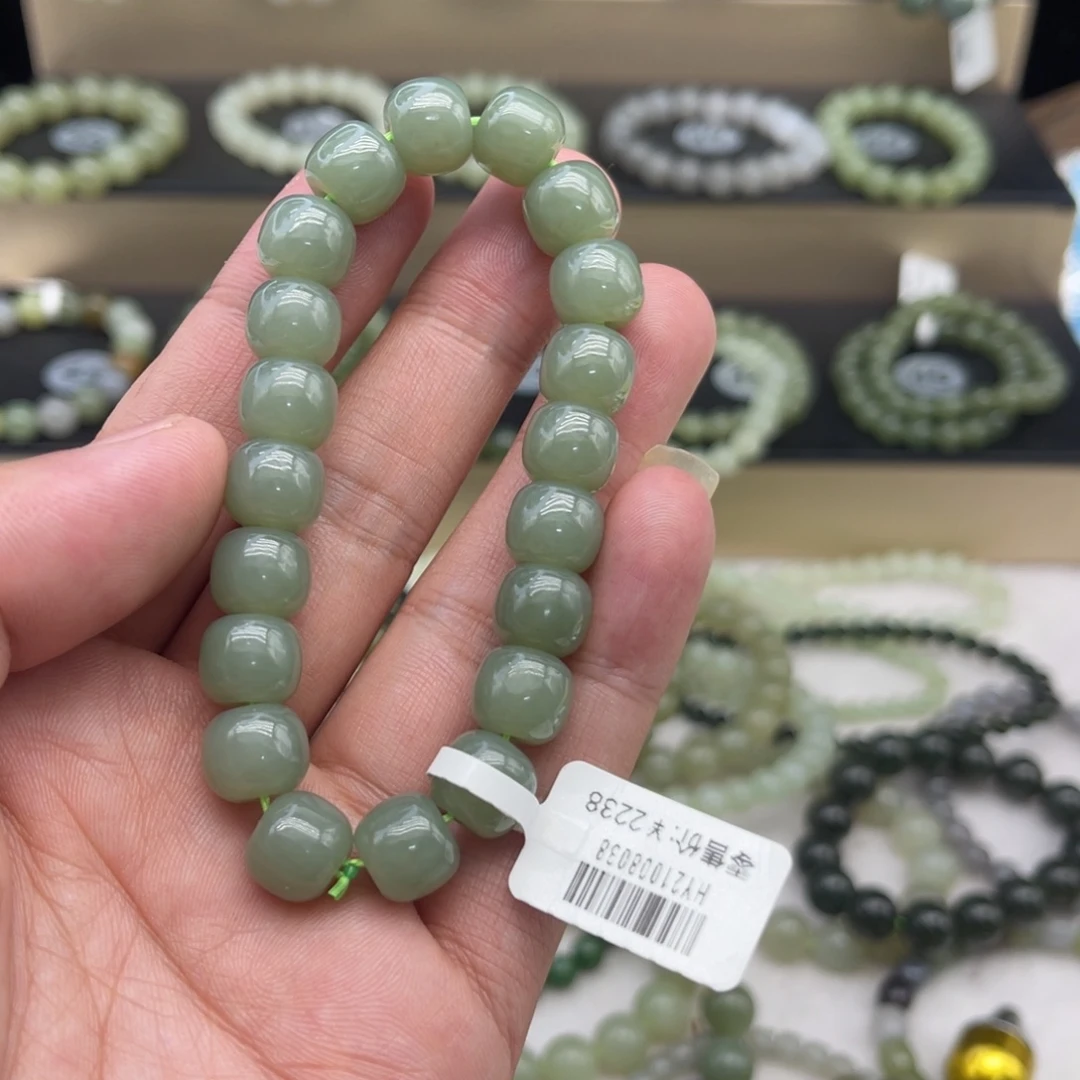 未镶嵌手串和田玉卡10且末蓝老型珠
