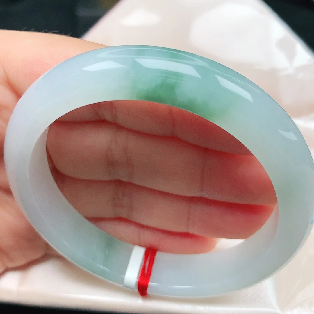 未镶嵌手镯翡翠12冰胶飘花古典