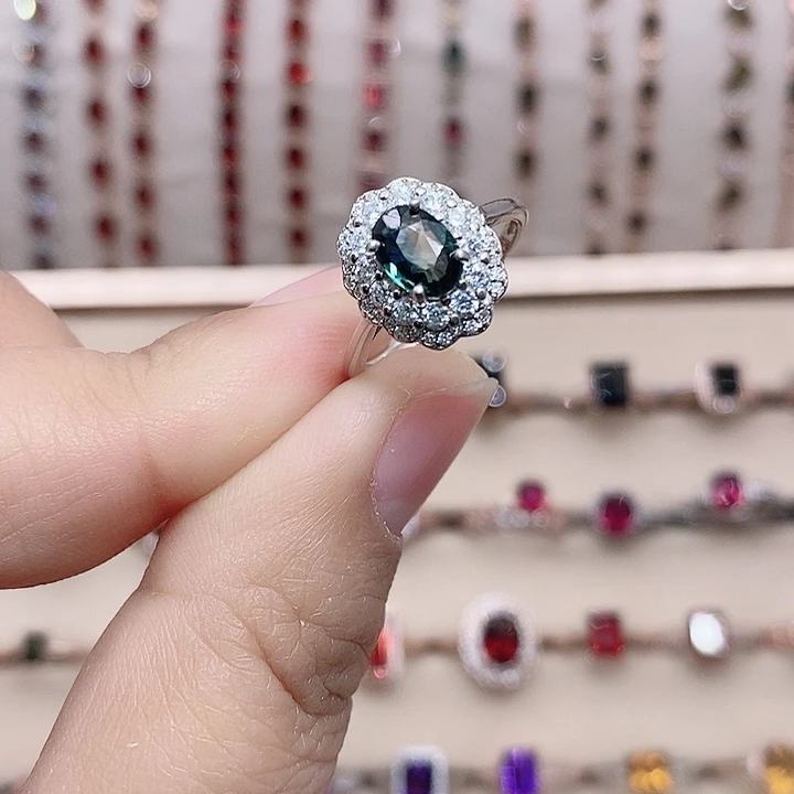 银S925镶嵌蓝宝石戒指戒指