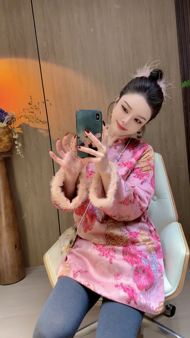 【凤凰于飞】新中式国风提花棉服棉衣旗袍裙连衣裙裙子女上衣