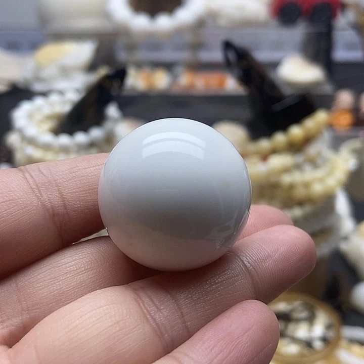 非金属贝壳贝雅轩工艺品全白手球一对3.0